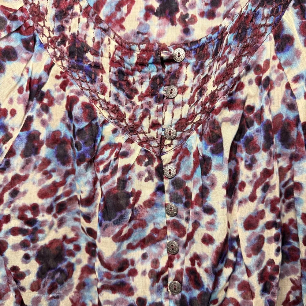 Beachlunchlounge Long Sleeve Button Up Blouse Abstract Print Size X Small - Picture 3 of 10